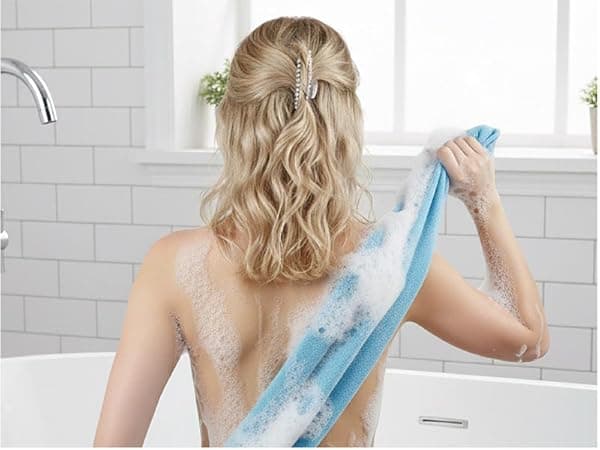 ARCH&M Exfoliating Washcloth Body Scrubber Back Scrubber for Shower Japanese Beauty Washcloth Bath Wash Cloth Korean Exfoliation Luffah Towel Net Sponge Loofah Body Scrub 3 Pack