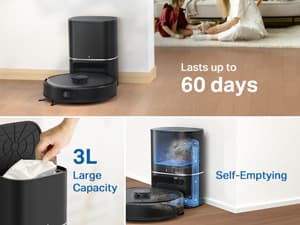 Tapo LiDAR Smart Navigation Robot Vacuum and Mop with Self-Emptying Dock, 5300Pa Max, 97%+ Dust Pickup Rate, Customizable Cleaning, Self-Charging, Compatible with Alexa & Google Home, RV30 Max Plus