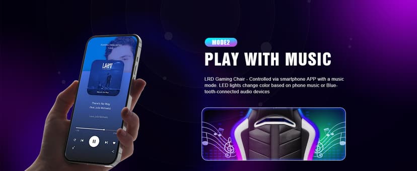GTPLAYER Gaming Chair, Computer Chair with RGB LED Lights, High Back Ergonomic Chair for Adults with Footrest and Linkage Armrests& Headrest Lumbar Support (Without Bluetooth Speakers)