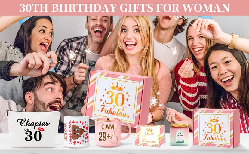 30th Birthday Gifts for Women 30 Year Old Birthday Gifts for Women Dirty Thirty Decoration for Her Gift Ideas for Woman 30s Funny Gift for 30 Year Old Woman - Coffee Mug Makeup Bag Candle Toilet Paper