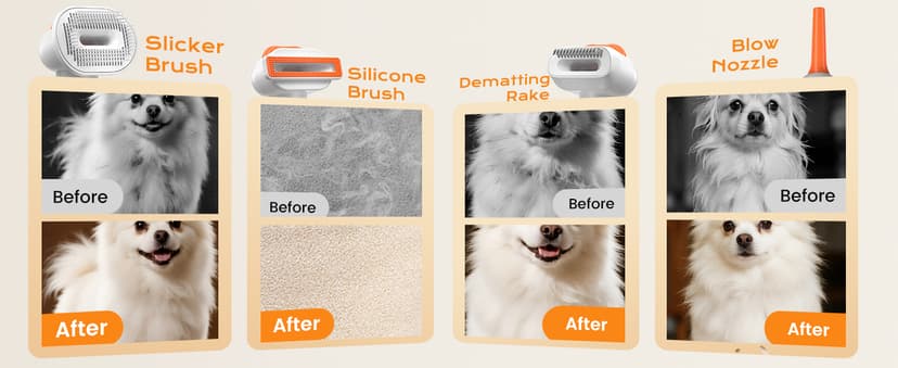 Vacuum Dog Brush for Shedding, 4-in-1 Self Cleaning Slicker Brush for Dogs& Undercoat Rake for Dogs, Deshedding Grooming Tool, Anti-Static, Massage, Cleaning, Shedding & Combing All In One!