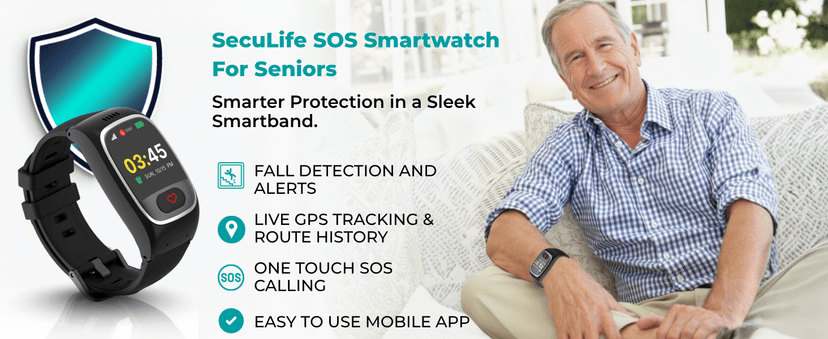 Seculife Smartwatch: Medical Alert Bracelet with GPS Tracker, Fall Detection Smart Watch, 2 Way Calling, SOS Button, Medical Watch, Emergency Device for Seniors, Life Alert System, Elderly Monitoring
