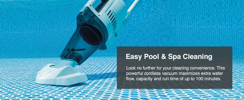 Intex ZR200 Rechargeable Cordless Swimming Pool and Spa Vacuum Cleaner with Telescoping Handle and 2 Interchangeable Brush Heads