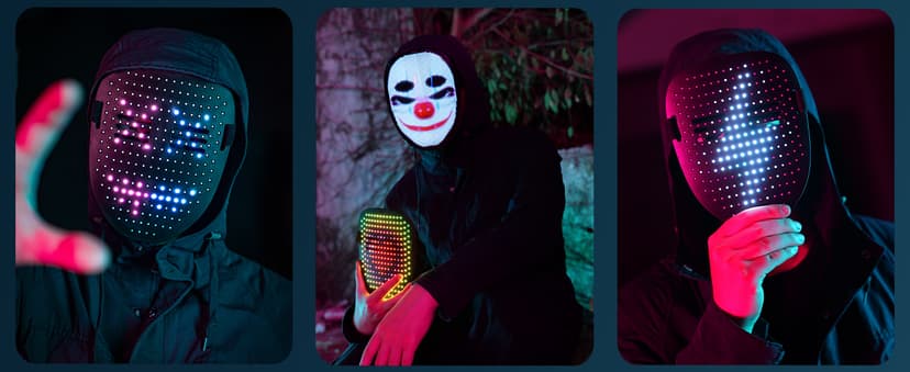 50+ Glowing Patterns for Halloween Costume, Christmas Cosplay, Birthday Party, Adjustable Strap Fits Kids Boys Teens Ages 5+ MOYACA Led Mask Light up Mask Gesture Sensing, Kids Cool Toys Men Boys Gift B09ZY7WY8P