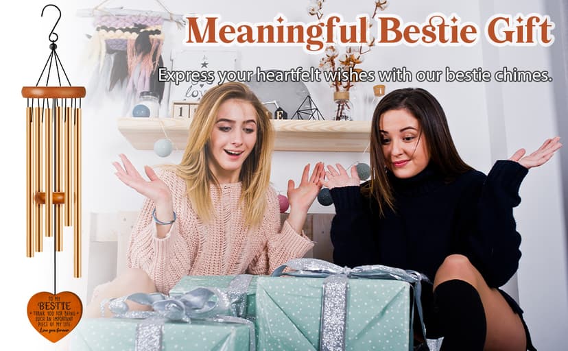 Bestie Gifts for Women, Best Friend Wind Chimes, Friendship Bestie Happy Birthday Gift for Women, Graduation Thanksgiving for Friends Female BFF