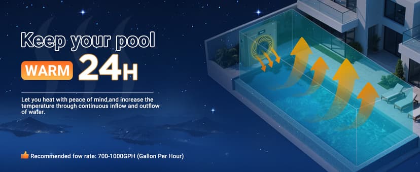 16000 BTU Swimming Pool Heat Pump 5000 Gallon Electric Pool Heater for Above Ground Pool 5KW Heating or Cooling WiFi Control Timer Pool Heater 120V 60Hz