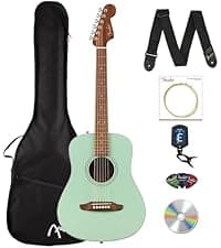 Fender California Standard Redondo Mini Acoustic Guitar - Surf Green Bundle with Gig Bag, Tuner, Strap, Strings, Picks, and Austin Bazaar Instructional DVD