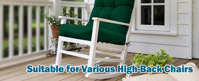 Adirondack Chair Cushions Set of 2, Waterproof Outdoor Seat Cushions for Patio Furniture, Thick Outdoor High Back Replacement Pads for Porch Lawn Wicker Chair, Rocking Chair Cushion, Emerald Green