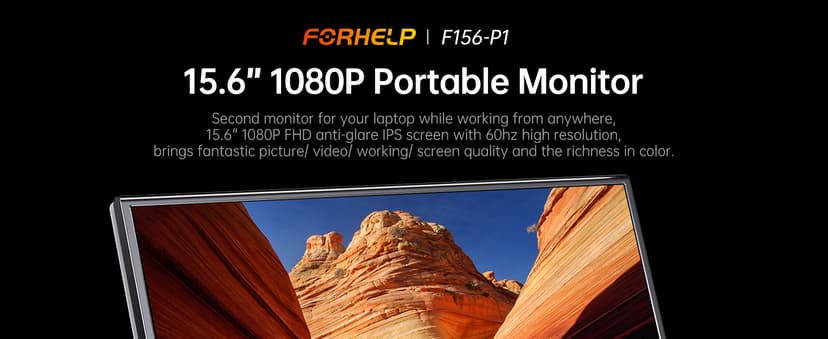 ForHelp 15.6inch Portable Monitor,1080P USB-C HDMI Second External Monitor for Laptop,PC,Mac Phone,PS,Xbox,Swich,IPS Ultra-Thin Zero Frame Gaming Display/Premium Smart Cover