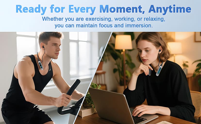 MZYQCY Neckband Bluetooth Headphones,80H Playback Wireless in-Ear Earbuds with Microphone, Sweatproof Around The Neck Headphones for Sport,Running,Workouts (Black)