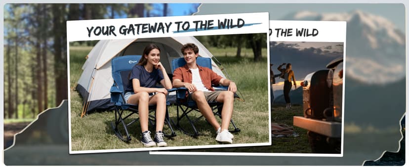 Portal Outdoor Rocking Chair Camping Folding Portable Rocker with Cup Holder Side Pocket Carry Bag, Support 350LBS (Midnight Blue)