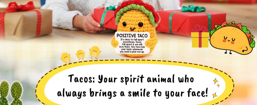 Mini Emotional Taco Support Funny Birthday Gifts for Women Men Mom Dad Husband Daughter Sister Friend Coworker Inspirational Relaxation Gifts Positive Crochet Animals Party Favors Christmas Stuffer