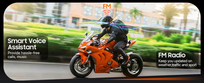 Motorcycle Bluetooth Headset, Bluetooth 5.3 Helmet Speakers with Loud Sound, RGB Lights & 1000mAh Battery, Noise Cancelling Helmet Bluetooth Headset for Drivers, IPX6 Waterproof Motorcycle Headphones