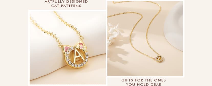 Gift Box Packaging, 14k-Gold-Plated, Cat Themed Gifts for Cat Lovers, Kids Jewelry for Girls, Birthday Gifts for Girl Kids MONOOC Cat Gifts for Girls - Tiny Cat Initial Necklace for Teen Girls Kid B0GCYVBZVP