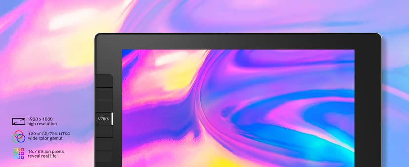 VEIKK VK1200 V2 Drawing Tablet with Screen,11.6-inch Full-Laminated Graphic Drawing Monitor,2 Battery-Free Pens with Tilt Function,6 Customizable Keys,Anti-Glare Glass(Must be Connected to PC to Work)