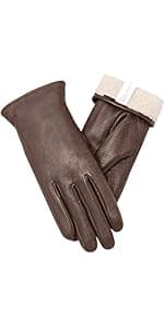 Vislivin Full-Hand Womens Touch screen Gloves Genuine Leather Gloves Warm Winter Texting Driving Glove
