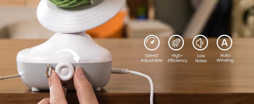 Etcokei Yarn Winder, Electric Yarn Ball Winder for Crocheting, Compact Yarn Cake Winder with Strong Tension Stepless Speed, Automatic Yarn Spinner Wool Winder, Ideal Helper for Knitting Lovers(White)