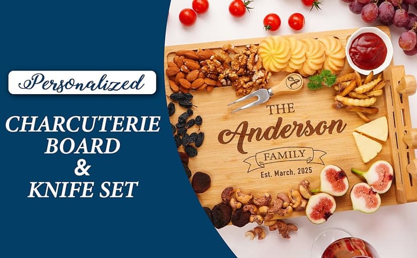 Personalized Charcuterie Board Gift Set, Christmas, Engagement - Wedding Gifts for Couples 2025, Custom Cheese Boards Gifts, Bridal Shower Gifts for Bride, Housewarming Gifts New Home for Women