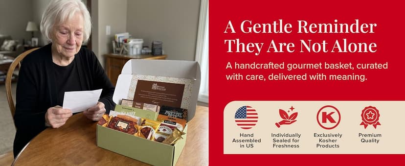 Bereavement care package with assorted snacks for loss of a loved one, funeral, memorial, or condolences. Kosher shiva. Broadway Basketeers Sympathy Gift Box & Condolence Care Package B0DM6Q61D2