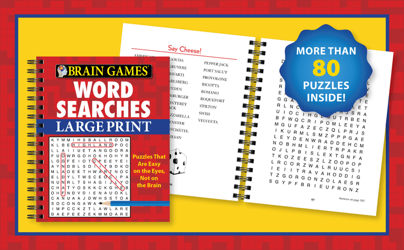 Brain Games - Word Searches - Large Print (Red) (Brain Games Large Print)