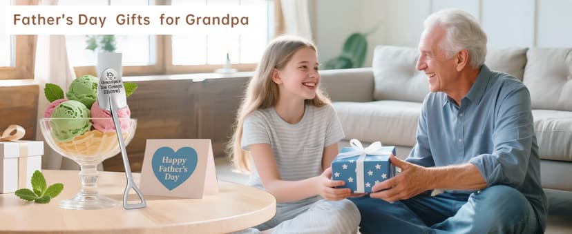 Grandpa Papa Gifts for Birthday Fathers Day Funny Dad’s Ice Cream Shovel Spoon Presents for Grandfather Pops Daddy Step Bonus Dad, Dad’s Birthday, from Grandkids, Grandchildren