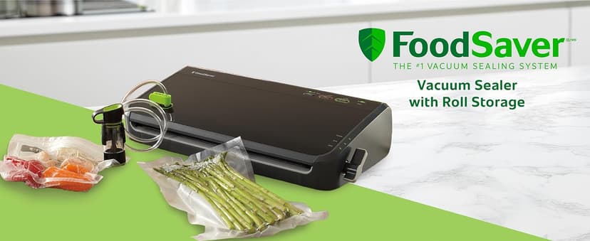 FoodSaver Vacuum Sealer Machine, Automatic Bag Detection, Sous Vide Friendly, with sealer bags, roll, handheld vacuum sealer, black