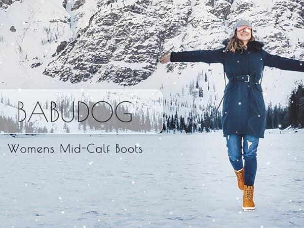 BABUDOG Womens Waterproof Ankle Boots for Outdoor (Non Slip Outsole),Fashion Combat Boots with Side Zipper,Warm Fur Lined Winter Snow Boots