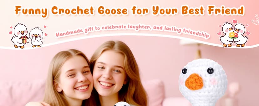 Mini Goose Best Friend Birthday Gifts for Women Men, Friendship Gifts for Her College Teen Girls, Thanksgiving Christmas Bestie BFF Long Distance Gift, Handmade Crochet Animals Funny Desk Silly Goose