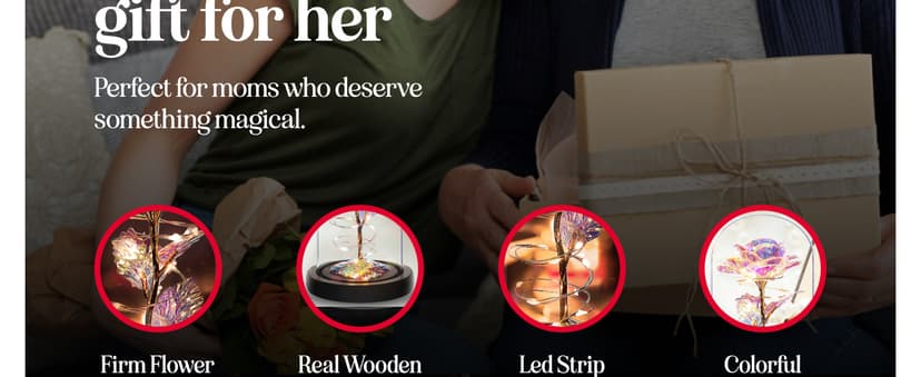 Norcalway Galaxy Rose Flower Gift for Mom from Son, Daughter - LED Light Glass Flower with Timer for Woman, Girlfriend, Wife