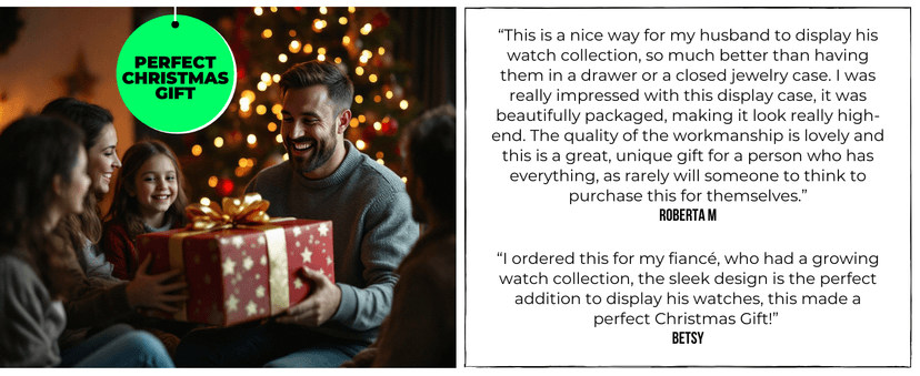 Holme & Hadfield Premium 4-Slot Wooden Watch Display Case – Handcrafted Men’s Watch Box with Accessory Drawer, Hinged Cover, Leather Lining – Birthday Gift for Collectors – Luxury Built to Last