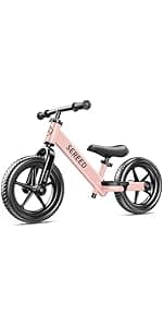 SEREED Colorful Lighting Toddler Tricycle for 2-5 Years Old Girls, Adjustable Seat&Handlebar Trike, Removable Basket, Birthday Gift Idea for Kids Ages 2+ (Pink)