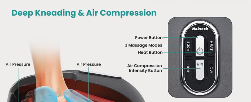 Nekteck Shiatsu Foot Massager with Heat, FSA Eligible Deep Kneading Therapy Air Compression, HSA Feet Massage Improve Blood Circulation Foot Wellness Soothing Pain Relief, Relax for Home Office Use