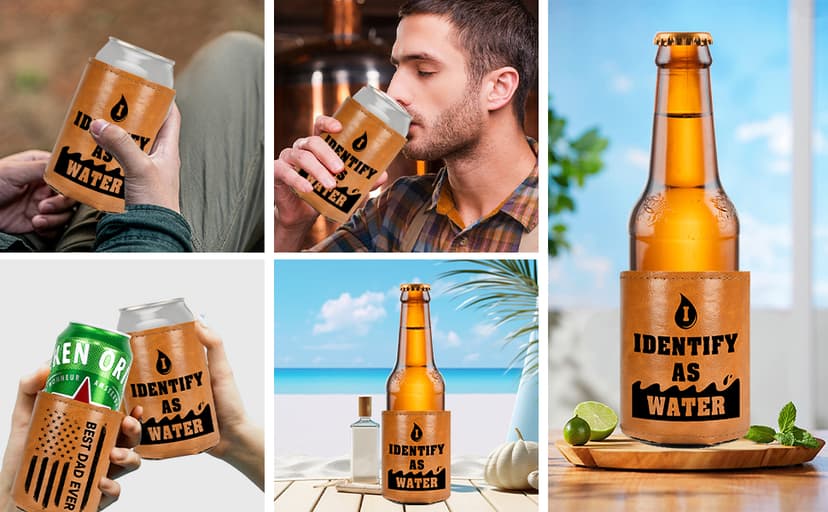 White Elephant Gifts for Adults Leather Can Cooler for Men Christmas Stocking Stuffers Gifts for Dad From Daughter Son Fathers Day Birthday Gag ldeas Funny Retirement Gift Tactical Koozie