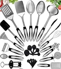 Home Hero 54 Pcs Stainless Steel Kitchen Utensils Set - Nonstick Stainless Steel Cooking Utensils Set - Heat Resistant Kitchen Essentials & Metal Kitchen Gadgets (54 Pcs)