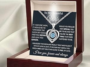 Wife Necklace From Husband To My Wife Necklace Soulmate Necklace For Women Future Wife Jewelry Birthday Christmas Valentine's gifts For Girlfriend Message Card & LED Box