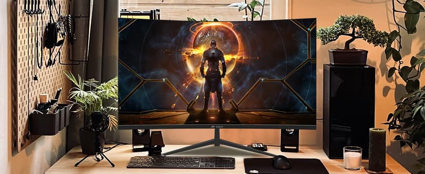 CRUA 32Inch Curved Gaming Monitor, FHD(1920 * 1080P) VA Screen 165Hz/200Hz, 1800R VA Screen, 120% sRGB, Computer Monitor that Support AMD Freesync, HDMI, DP, Wall Mountable Installs-Black