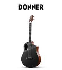 Donner Acoustic Guitar Kits for Beginners & Intermediate Learners - 38" Travel Guitar with Carbon Fiber Top, Wooden Back & Sides, Case, Strap, Steel-Strings, RISING-G1 (Gloss, Brown)