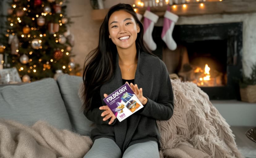 FOLDOLOGY - The Origami Puzzle Game! Brain Teasers for Tweens, Teens & Adults | Travel Game, Hands-On STEM Toy, Stocking Stuffer, Gift for Ages 10+ | Fold the Paper, Complete the Picture | 100 Puzzles