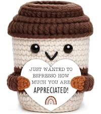 Thank You Gifts for Coworkers Teacher Nurse Employee Christmas Farewell Appreciation Office Desk Decor Mini Coffee Lover Gift Appreciation Gift for Women Men Coworkers Thank You Gift Crochet Coffee Cup B0FQTJYVLP