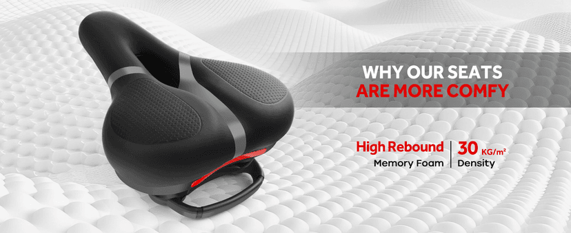 Bicycle Seat Replacement, Bike Seat for Men and Women, Comfort Wide Bike Saddle Memory Foam Padded Soft Bike Seat Cushion Compatible with Peloton, Mountain, City Bikes, Indoor Exercise Bikes