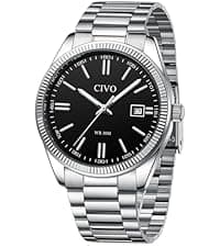 CIVO Analog Mens Watches Silver: Wrist Watches with Date Easy to Read - Dress Stainless Steel Watch for Men Gifts for Husband Father at Birthday Anniversary