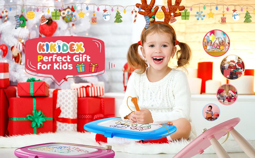 Kikidex Magnetic Drawing Board, Toddler Girl Toys for 1-2 Year Old, Doodle Board Pad Learning and Educational Toys for 1 2 3 Year Old Baby Kids Birthday Gift(Soft Pink)