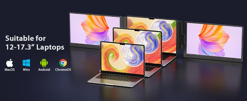 KYY 15.6" Laptop Screen Extender, 1080P FHD IPS Portable Monitor, One Cable USB-C Triple Monitor, Dual Travel Screen for 12"-17'' Laptops, 360° Rotation & Kickstand,X90D (Driver Need)