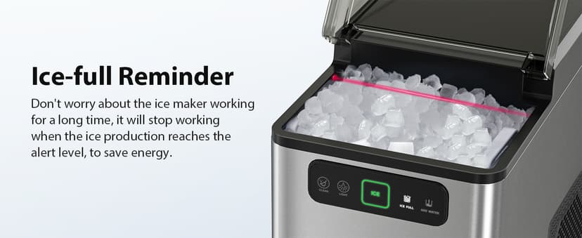 Aeitto Nugget Ice Maker 40Lbs/24H, Countertop Soft Chewable Ice Pebble Ice Machine, One-Click Operation, Auto Self-Cleaning Ice Makers with Scoop&Basket for Home, Office, Kitchen, Party (Grey)