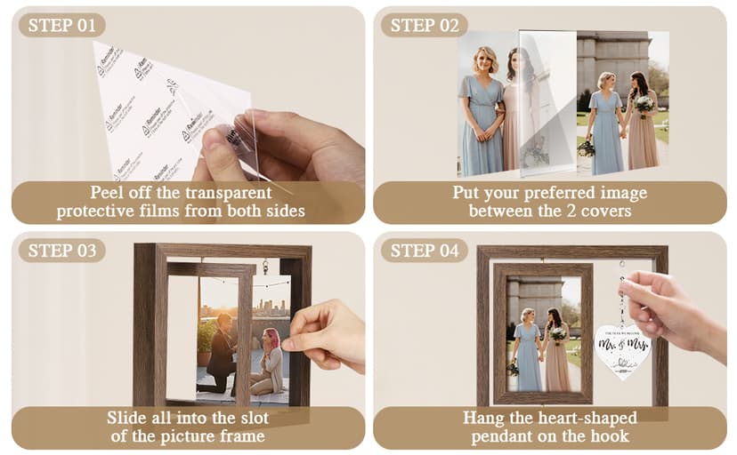 Mrs and Mrs 2026 Brown Picture Frame, Mrs & Mrs Wedding Gifts, Newlywed Engagement Present Lesbian Couple Bridal Shower Gifts, LGBT Gift Ideas