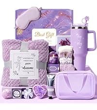 Birthday Gift for Women, Luxury Self Care Spa Gift Basket with Blanket for Mom, Wife, Sister, Friend, Girlfriend, Grandmother, Get Well Soon & Christmas gift for Her B0FKMYHG7N