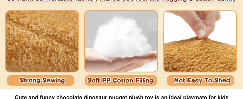 Dino Nuggets Pillow Plush, Dinosaur Chicken Plush Nuggets Pillow for Funny Birthday Gifts, Cute Funny Stuffed Animals for Boy and Girl, Dinosaur Gifts for Kids Teens and Adults (Tyran Rex, Small) B0CT2MFJ23