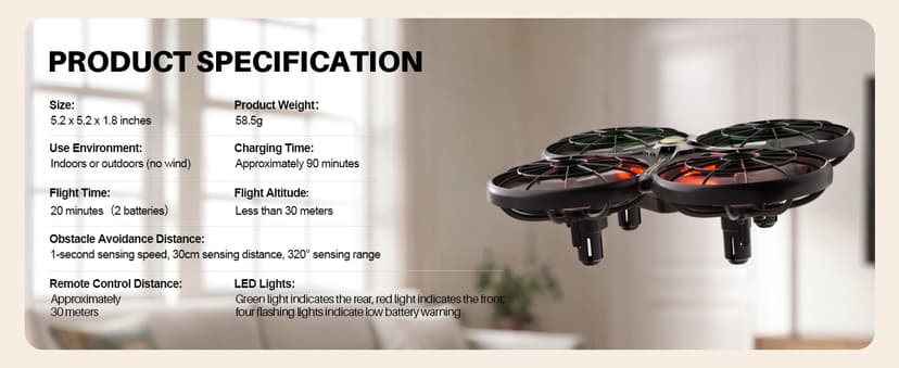 SYMA X100 Drone for Kids 8-12, Automatic Obstacle Avoidance, Up to 20 Mins Flight Time(2 Batteries), One-Key 360°Flips and Altitude Hold, Full-Guard Safe Indoor Drone Gift for Boys & Girls