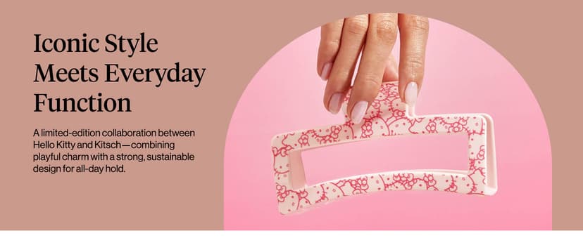 Kitsch Hello Kitty Recycled Plastic Jumbo Claw Clip, Extra Large claw Clips for Thick Hair, Big Hair Clips for Thin Hair | Ideal Gifts for Women (1 Piece, Pink Kitty Faces)