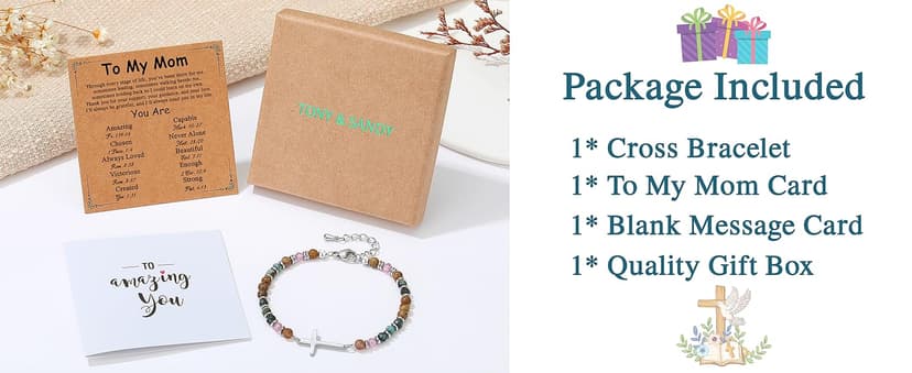 TONY & SANDY Cross Bracelet for Women, Christian Gifts for Women, Confirmation Baptism Easter Gifts, Unique Gift for Friends Daughter Mom Sister in Christ Niece on Birthday Christmas